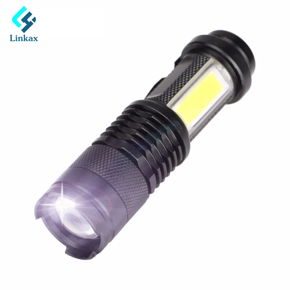 

Portable 3800LM XML-Q5+COB LED Flashlight Mini ZOOM torchflashlight Use AA 14500 Battery Waterproof in life Lighting lantern