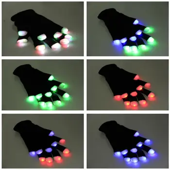 

Halloween Colorful Glowing Gloves Christmas Day Party Entertainment Light Show Glowing Gloves