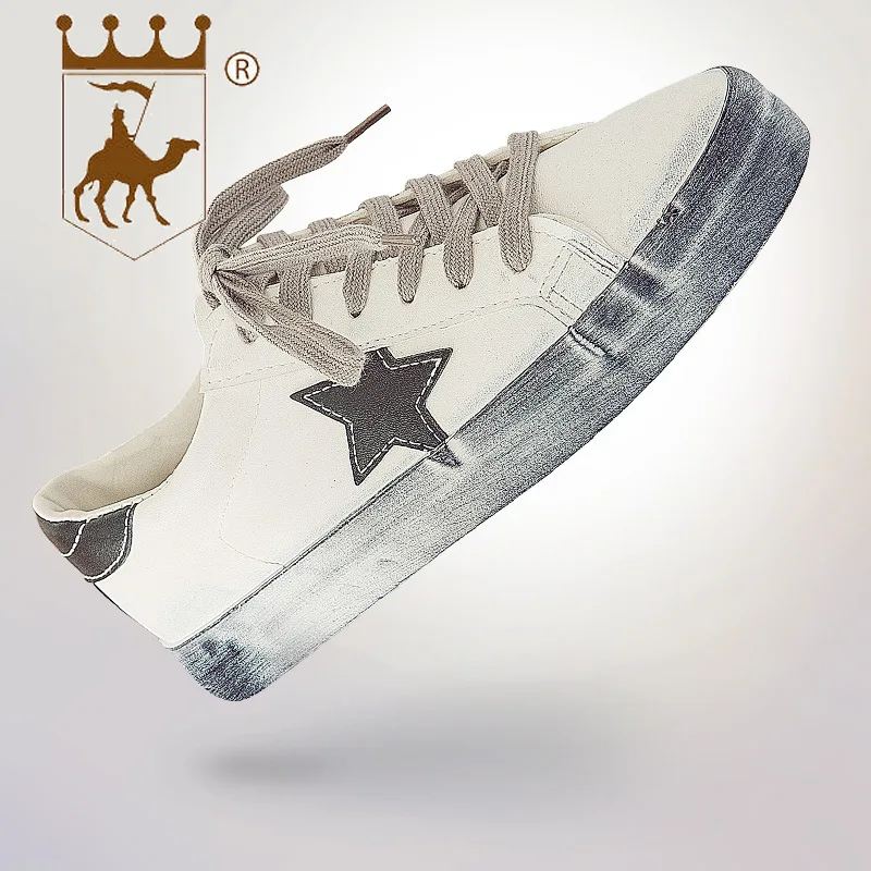 

BACKCAMEL2019 spring new stars retro old tie low to microfiber leather rubber shoes Non-slip wearSIZE37-40 off white shoes