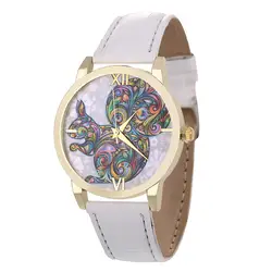 Топ Дамы для женщин Девушка Аналоговые кварцевые наручные часы Мода белка шаблон печати циферблат нежный часы роскошные часы подарок коль