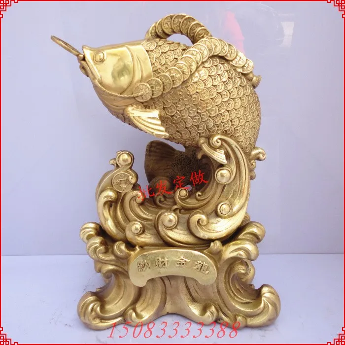 

Bronze statue copper fish decoration fish money brass jinlong fish crafts business gift Large