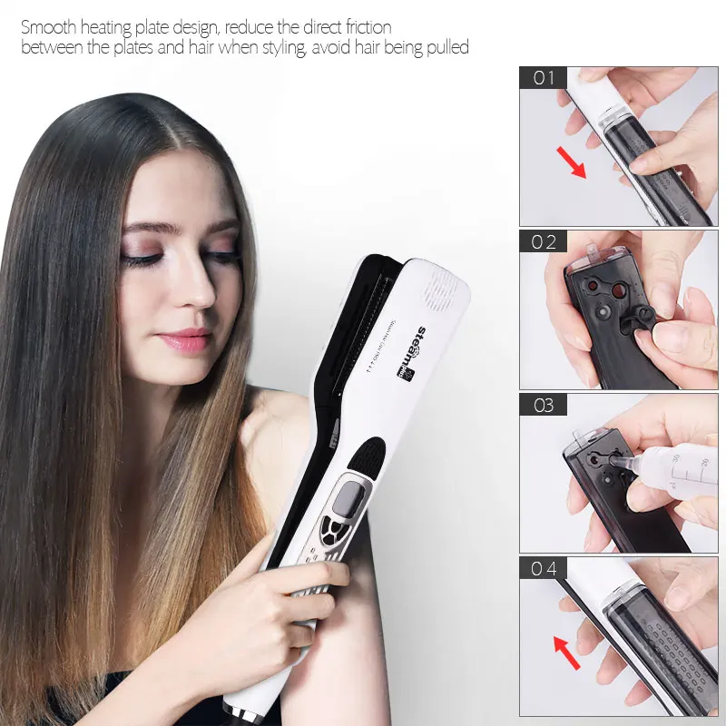 Ckeyin Топ Класс Электрический паровой выпрямитель для волос Flat Iron ЖК-дисплей Дисплей Vapor Керамика Выпрямители для волос Инструменты для укладки волос 40