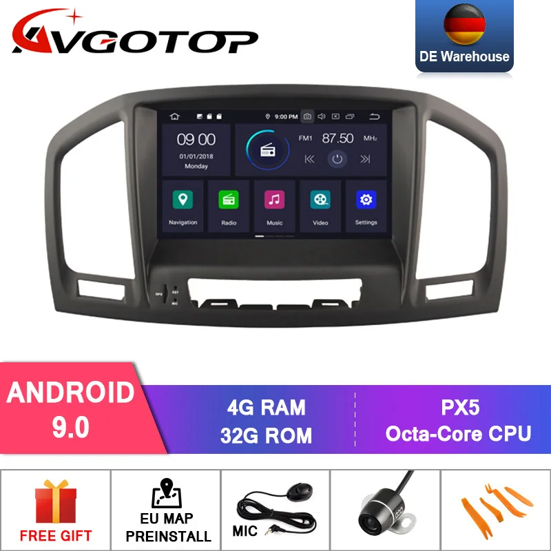 

DE STOCK!!! AVGOTOP CAR DVD PLAYER for OPEL INSIGNIA 2008-11 Android 9.0 Built-In WiFi Car Radio DVR/WIFI+DSP+DAB+OBD NAVIGATION