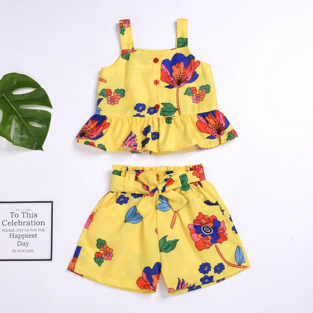 2-6Years Kids Toddler Girls Summer Outfits Ruffle Halter Crop Top+Bowknot Shorts 2 Piece Clothing Sets | Детская одежда и обувь