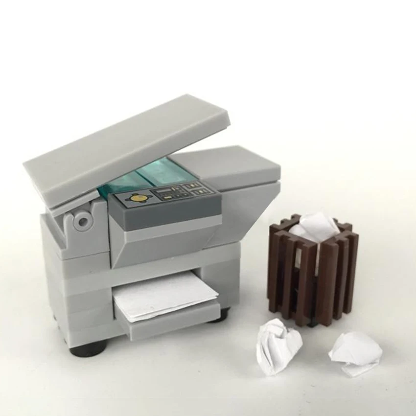 Single LegoINGlys Printer Copier Fax Machine Building Blocks Set DIY City Office MOC Figure Accessories Parts Bricks Kit Toys (1)