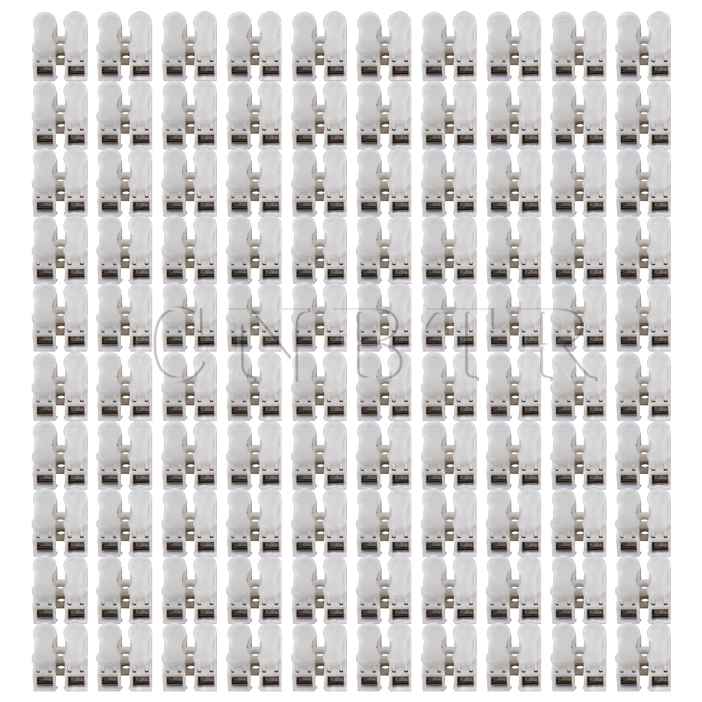 

CNBTR 100PCS CH2 Press Quick Cable Clamp Block Spring Connector 2 Way Terminals