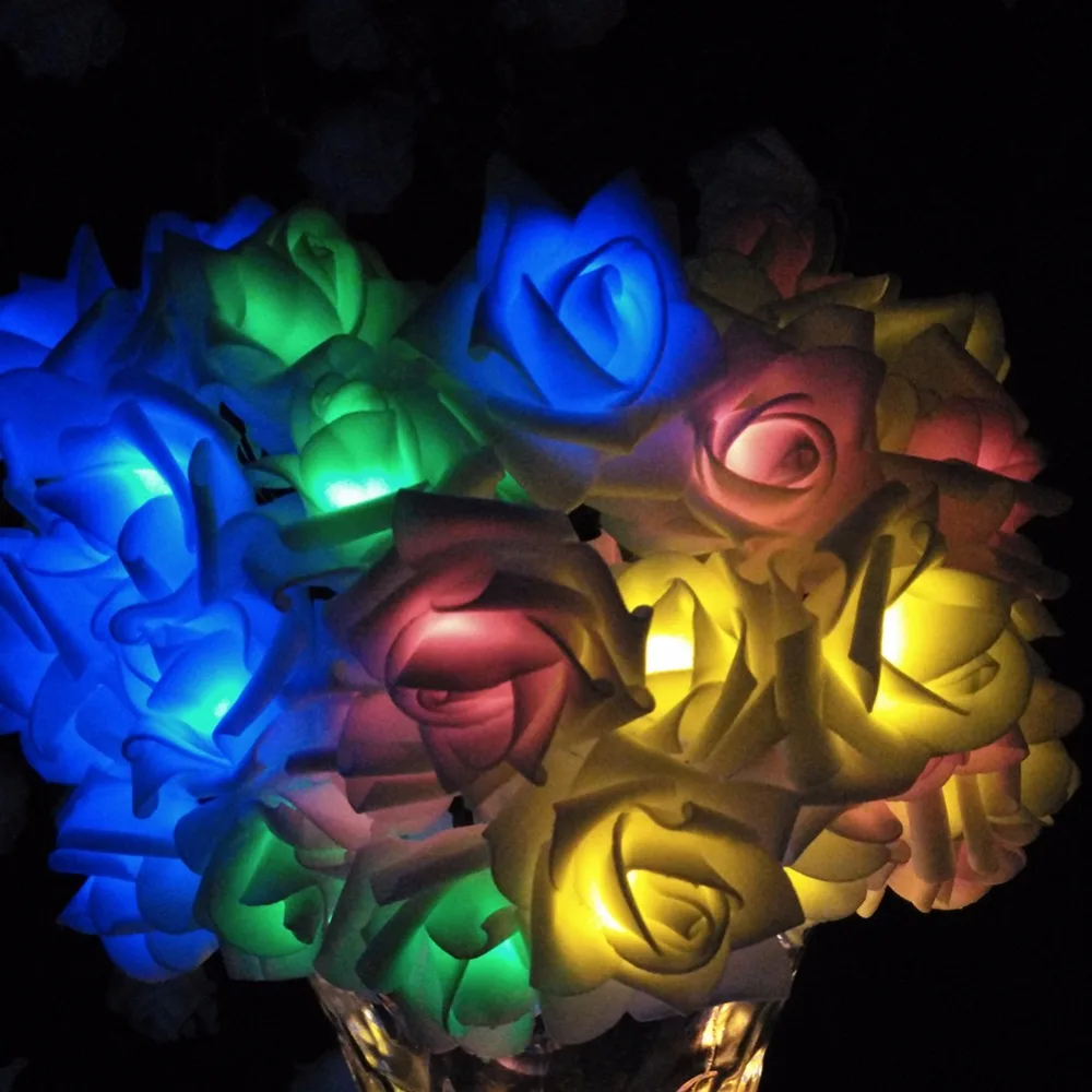Romantic Rose Flower Holiday Battery Fairy Lights Christmas Led 20Led Wedding Decoration Lights Party Christmas String Lights (5)