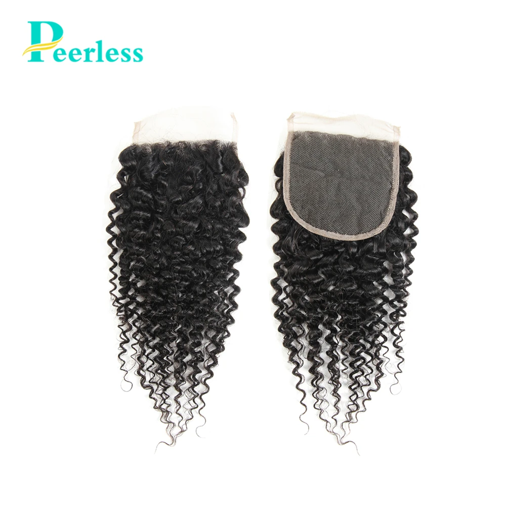 PEERLESS Virgin Hair Weave бразильские кудрявые 3 пряди с закрытием 4*4 швейцарские кружевные необработанные человеческие волосы для наращивания