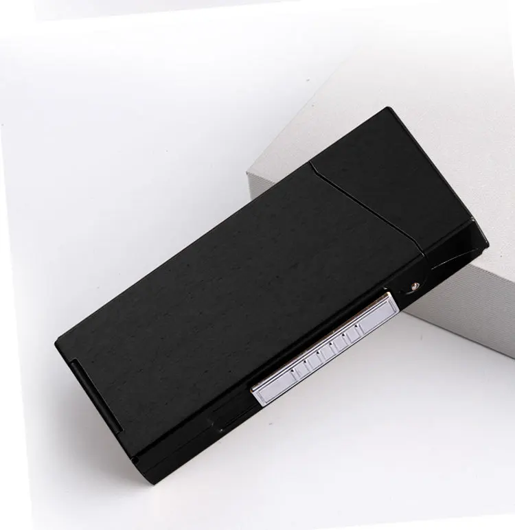Брендовый тонкий женский чехол для сигарет с USB зажигалкой металлическая тонкая коробка для сигарет электронные зажигалки модные аксессуары для курения - Цвет: Black