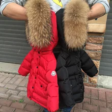 2018 Kids Down Jacket Thickening White Duck Down Warm Coat Baby Girl Boy Big Raccon Fur Parkas Toddler Boys Warm Down Jacket russian winter baby snowsuit natural fur down jacket white duck down toddler girls boys skiing suit thick warm outwear coat z156