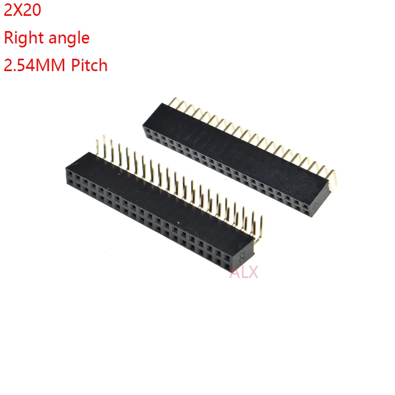 

5PCS 2X20 PIN Double row right angle FEMALE PIN HEADER 2.54MM PITCH Strip Connector Socket 2*20 20p 20PIN 20 PIN FOR PCB BOARD