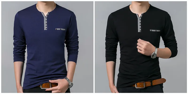 COODRONY Cotton T Shirt Men 2018 Spring Autumn New Long Sleeve T-Shirt Men Henry Collar Tee Shirt Men Fashion Casual Tops 7617 HTB1Qw69PpXXXXacXpXXq6xXFXXXV - COODRONY Cotton T Shirt Men 2018 Spring Autumn New Long Sleeve T-Shirt Men Henry Collar Tee Shirt Men Fashion Casual Tops 7617
