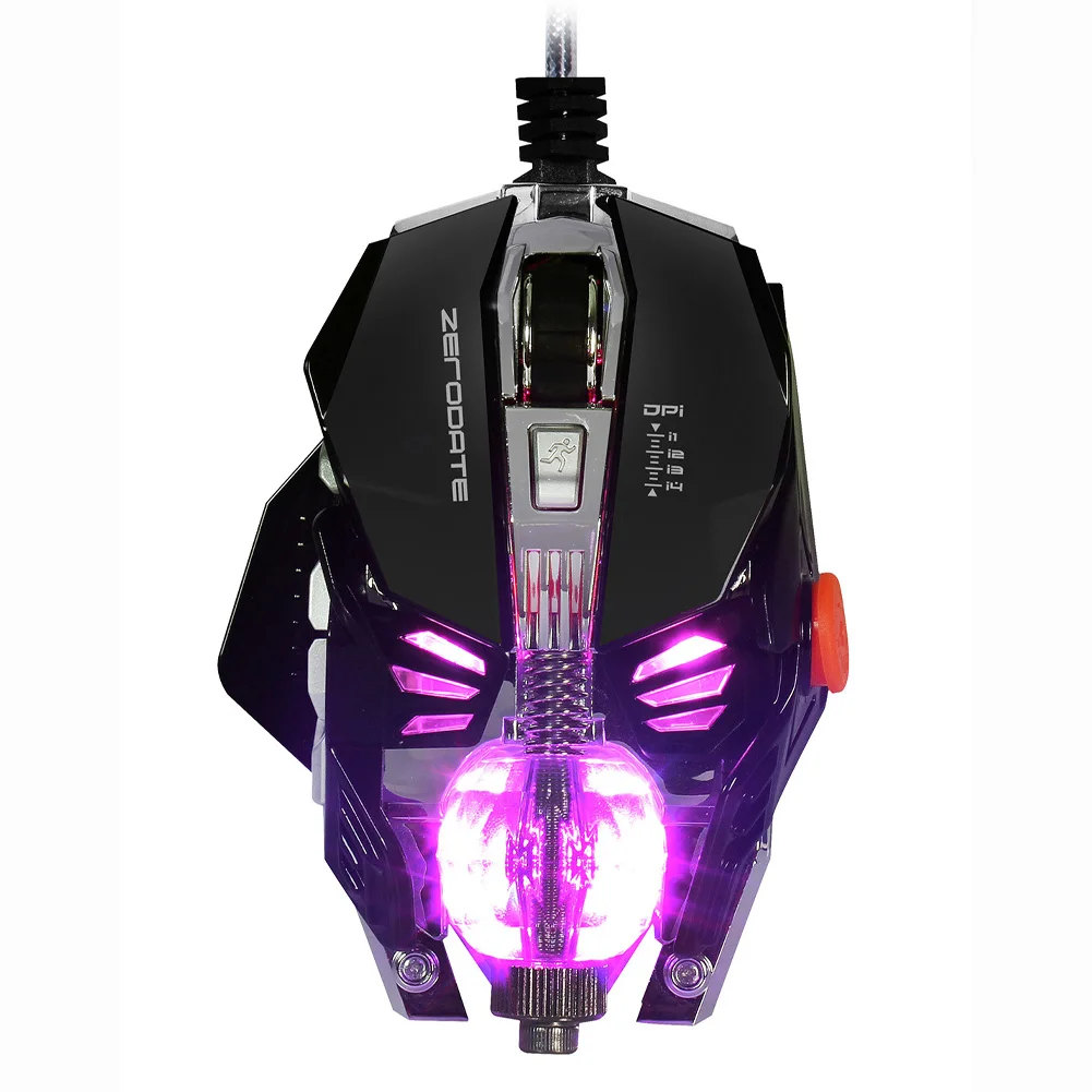 Goedkoop Verstelbare 2500 DPI X600 USB Wired 8 Knoppen Programmeerbare Fire Keys 8D Mechanische Macro #039;S Defini euml;ren Gaming Muis