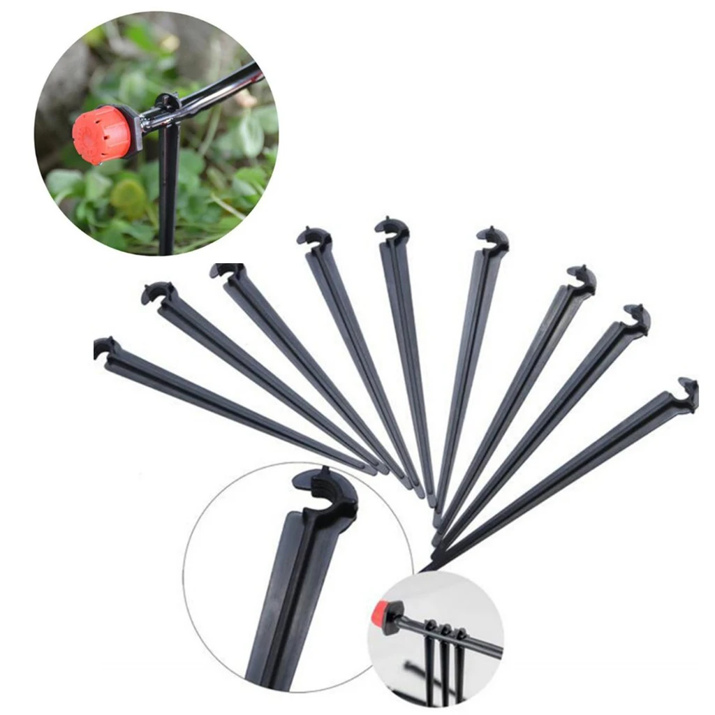 

50pcs/100pcs Hook Fixed Stems Support Holders Stakes for 4/7 mm Micro Drip Irrigation Water Hose Watering Kits Garden Supplies