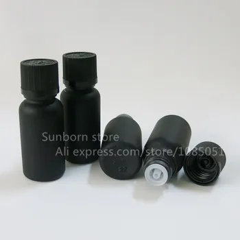 

10pcs/lot 20ml black glass aromatherapy oil glass bottle with childproof screw cap and orifice reducer