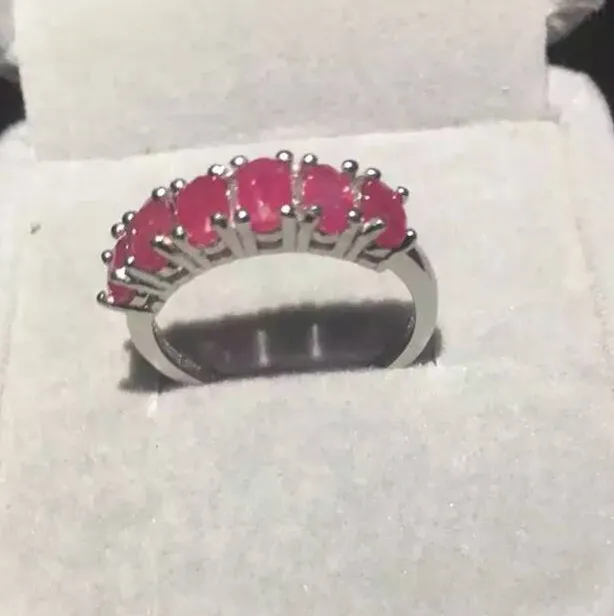 Natural red ruby gem Ring gemstone ring 925 sterling silver trendy Slender elegant array women party fine Jewelry | Украшения и