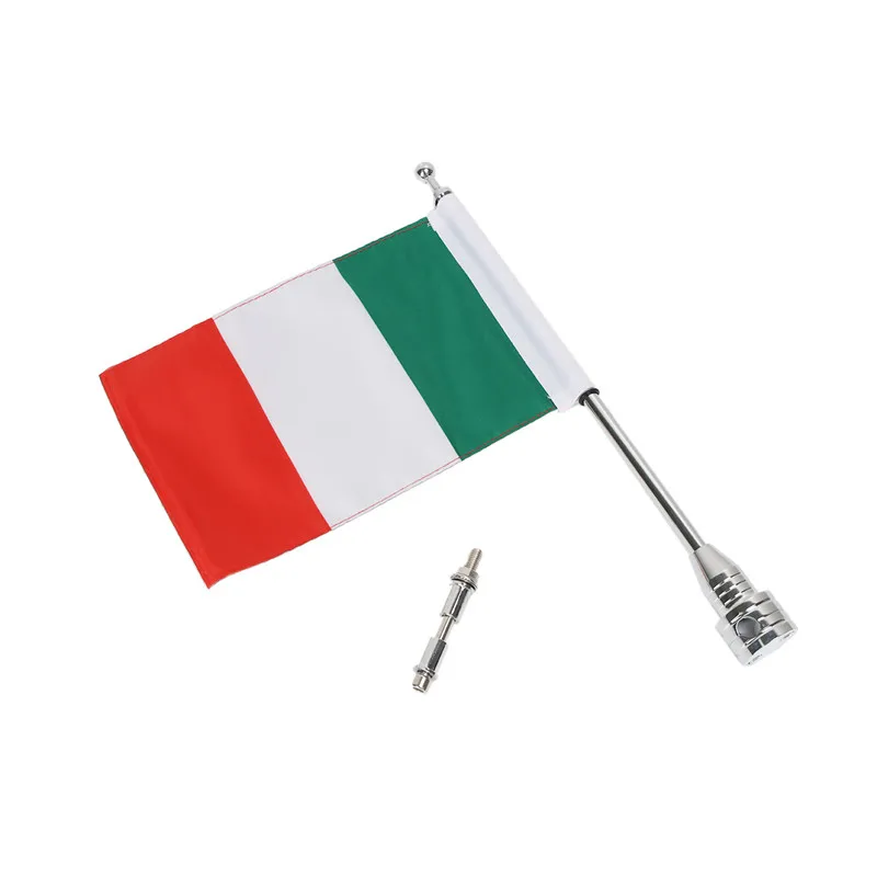 Motorcycle Flag Pole + Italy Flag Banner Aluminum Rear Side Mount Luggage Rack  Decoration 1 (18)