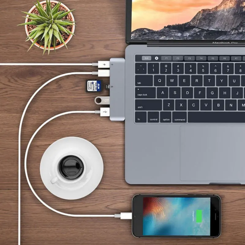Usb хаб USB C к HDMI RJ45 Gigabit Ethernet Thunderbolt 3 адаптер SD/TF кардридер USB3.0 концентратор мульти