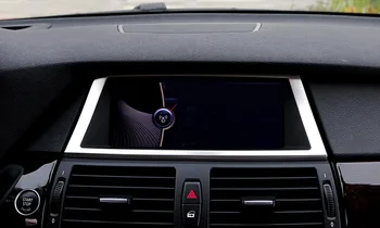 

Car Styling 1pcs Stainless Steel Silver Interior Dashboard Navigation Frame Cover Trim For BMW X6 E71 2009-2014