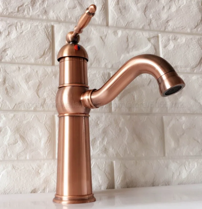 Antique Red Copper Single Handle Kitchen Tap Single Hole Handle Swivel 360 Degree Water Mixer Tap Mixer Tap znf389
