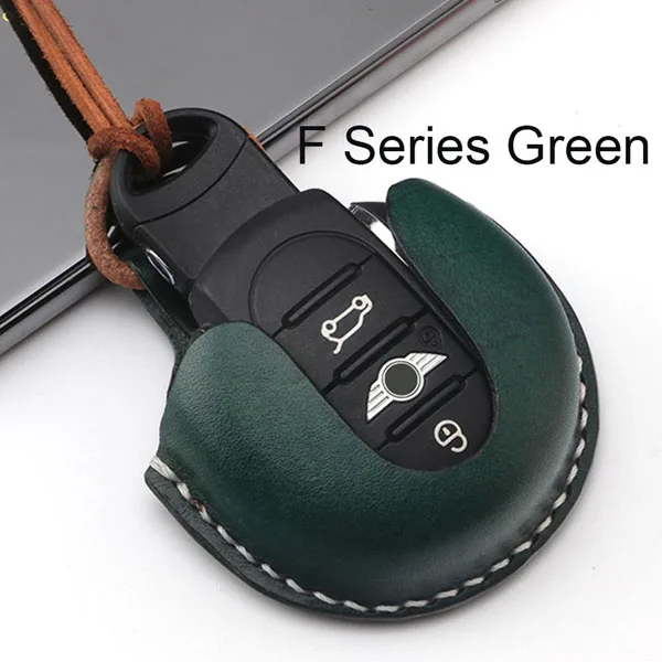 Чехол-сумка для ключей от автомобиля из натуральной кожи, защитный чехол для BMW Mini Cooper JCW One S Countryman, аксессуары для стайлинга автомобилей - Название цвета: F Series Green