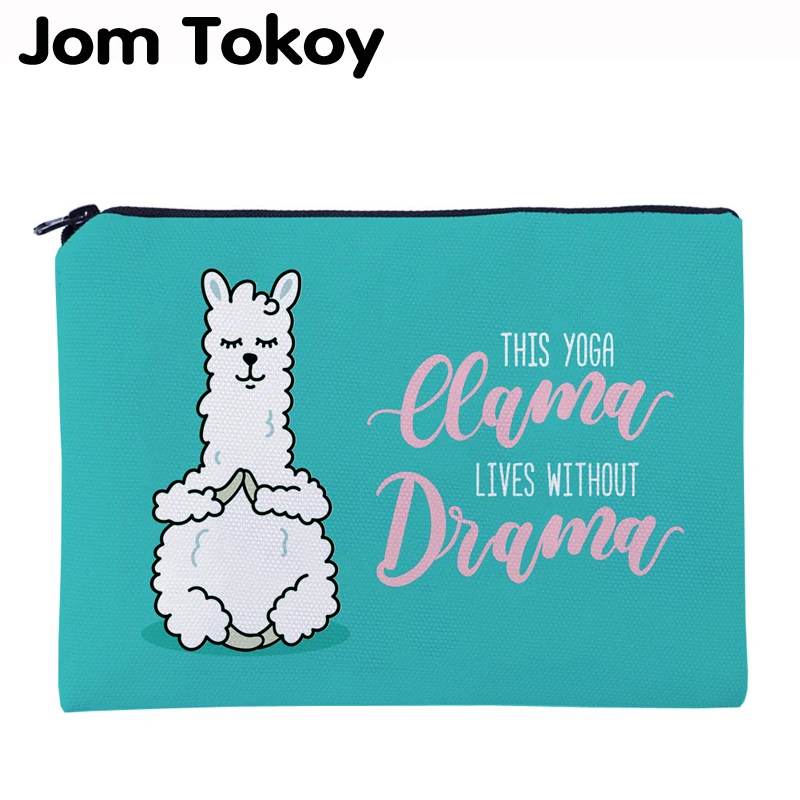 

Jom Tokoy Printing Yoga alpaca Necessaries for Travelling Organizer Makeup bag Women Letter Square cosmetic bag with Zipper