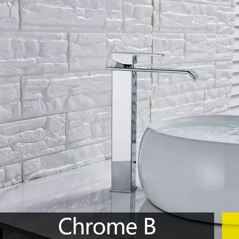 Suguword Высокий кран для раковины хром/матовый/ORB балкон смеситель кран горячая холодная одно отверстие установка бортике кран для ванной комнаты - Цвет: Chrome-B