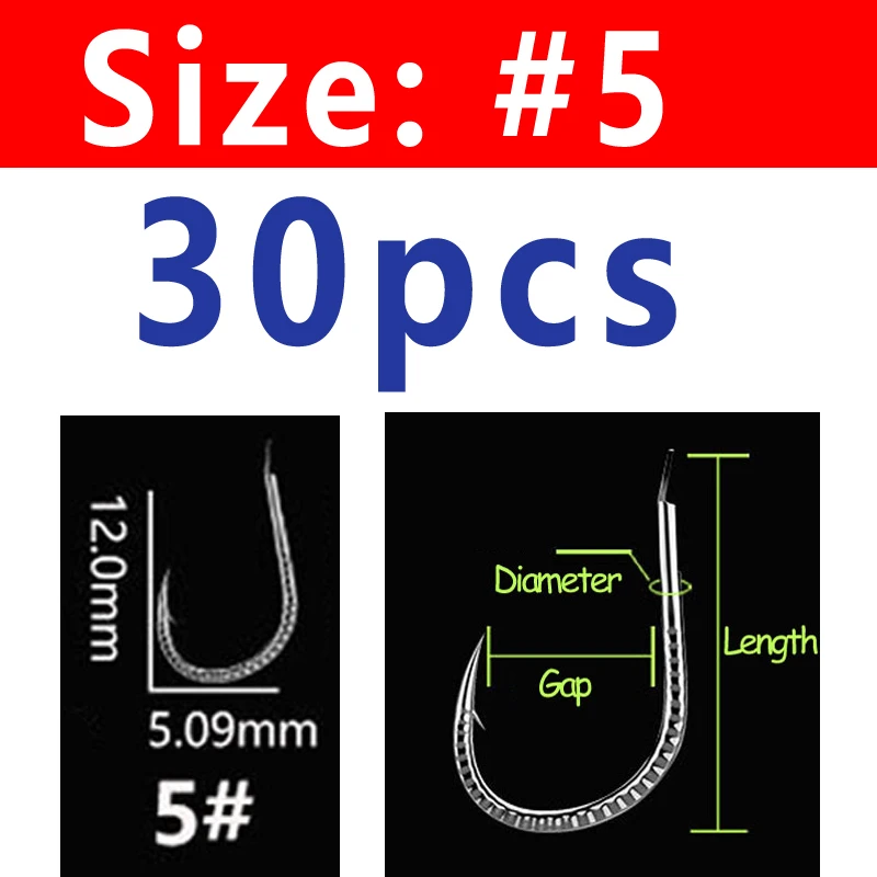 Wifreo 30PCS Silver Color Strong Carp Fishing Hook Barbed Dragon Scale Fish Hook Size 1~ Size 13 Herring Grass Carp Hooks - Цвет: Size 5 30pcs