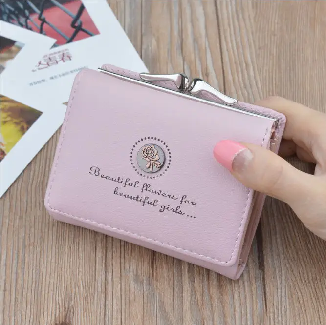 Брендовые дизайнерские маленькие кошельки, женские кожаные кошельки для телефона, женские короткие кошельки на молнии, кошельки для монет, держателей кредитных карт, клатчи - Цвет: Pink