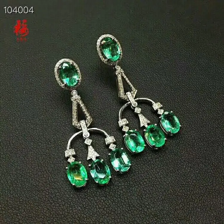 

[MeiBaPJ]Natural Columbia Emerald Green Gemstone Drop Earrings Real 925 Silver Fashion Earrings Fine Charm Jewelry for Women