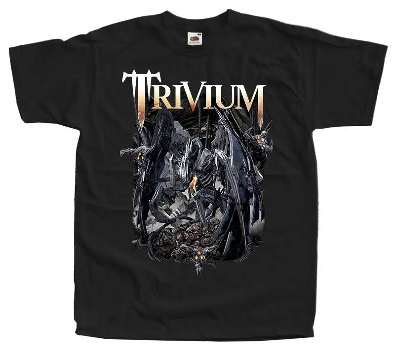 Trivium V3 тяжелых металлов Groove Metal плакат Футболка (черный) S-5XL | Мужская одежда