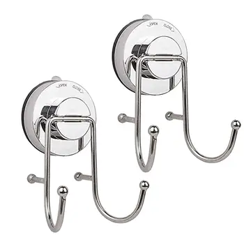 

Bathroom Accessories Vacuum Suction Cup 2PCS Silver Hook Holder Organizer Kitchen Towel Rack Hanger Storage High Quality