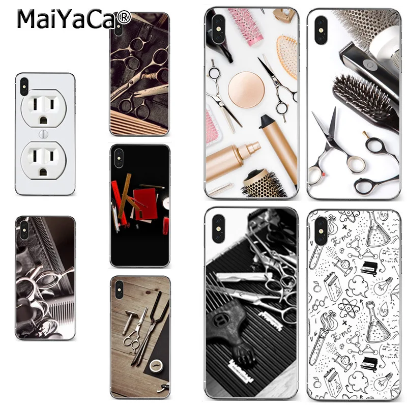 

MaiYaCa Hair Stylist Scissors Brush switch transparent soft tpu Phone case cover for iPhone X XS MAX XR 6S Plus 5S 7 8PLUS case