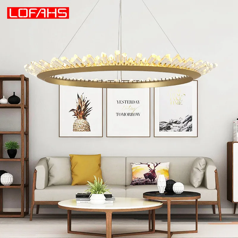 

LOFAHS LED Chandelier Modern Ring Crystal Light led lamp golden Hanging Lamp New Design Diamond Chandelier lighting