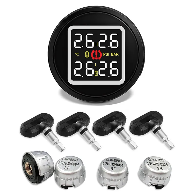 

CAREUD TPMS Cigarette Lighter Direct Plug-in Tire Pressure Monitoring System USB External Output Charging Port HD Color Screen