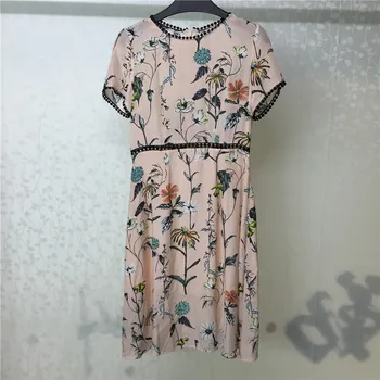 

Print Dress for WOmen A-line Fashion Vintage Dress for Lady with Short Sleeve O-neck 2019 New Women Dress