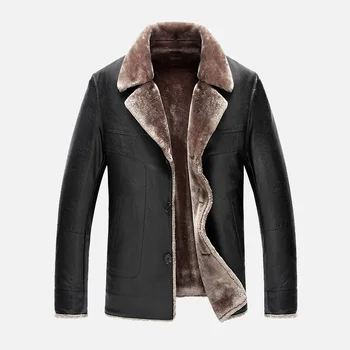 

2020 winter jacket men lapel High grade business casual jacket mens fur quality PU leather men coat brand clothing Faux Leather
