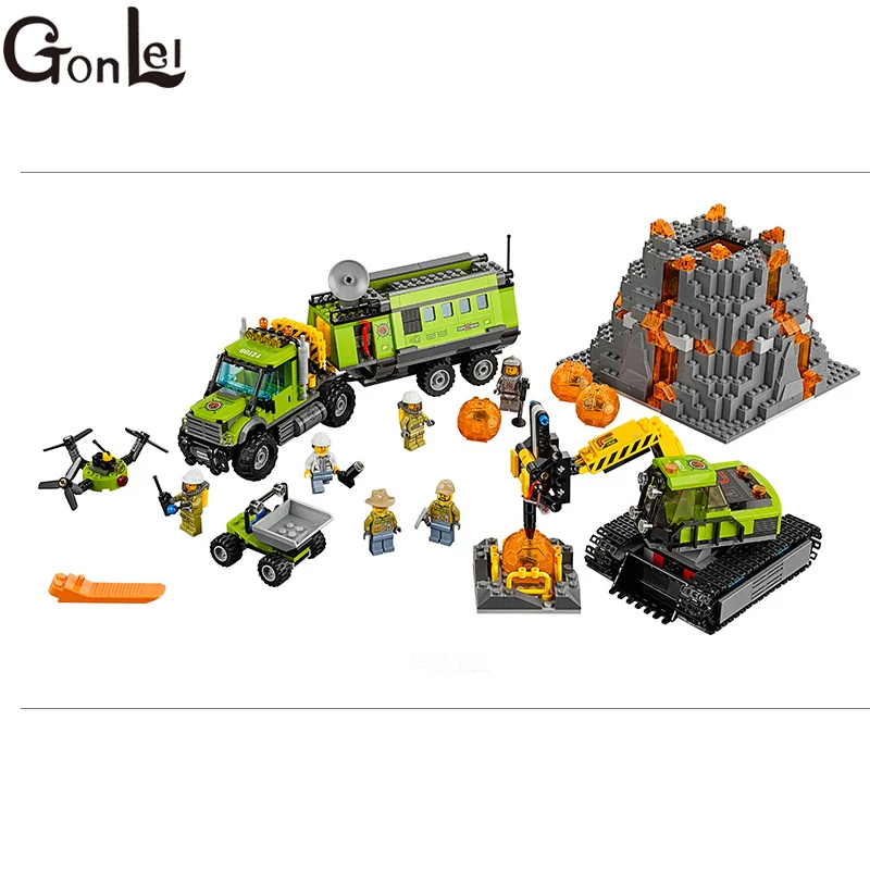 

GonLeI 10641 Bela City Series Volcano Exploration Base Geological Prospecting Building Block Bricks Toys Gift For Children 60124