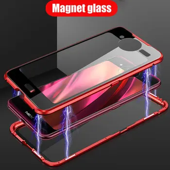 

Magnetic Adsorption Case for Vivo Nex 2 Metal Bumper 360 Cover Phone Case for Vivo Nex 2 Tempered Glass Back Cover