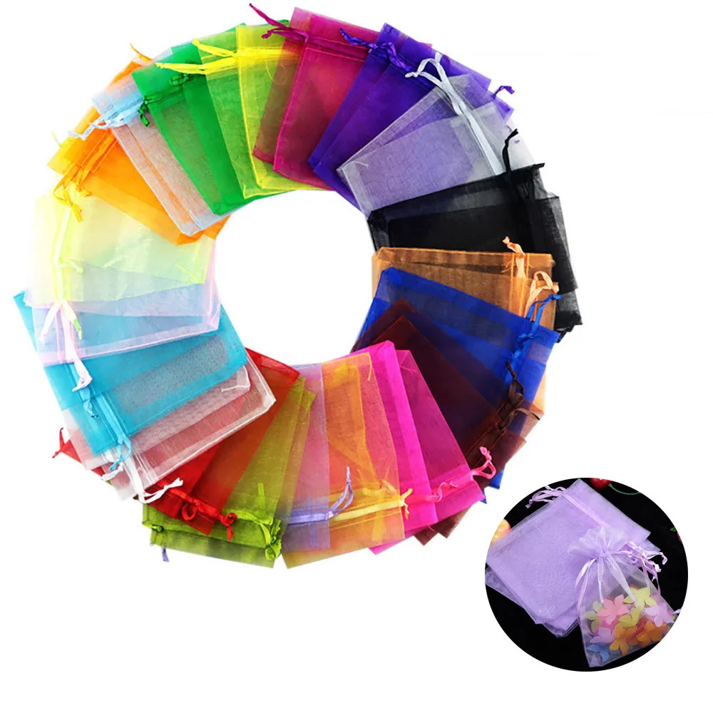 

100 Pcs Organza Bags Luxury Quality Wedding Jewellery Gift Favour Pouch 5*7cm Jewelry Gift Wedding Packaging Storage bags