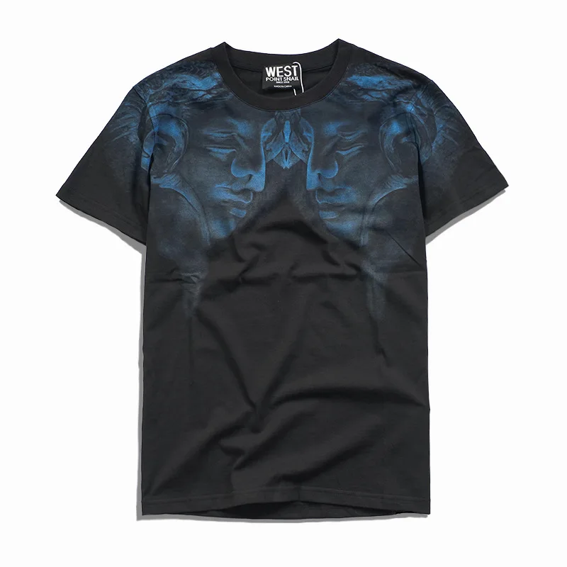 

New 2019 Men Novelty Blue portrait Classic T Shirts T-Shirt Hip Hop Skateboard Street Cotton T-Shirts Tee Top Kenye #023