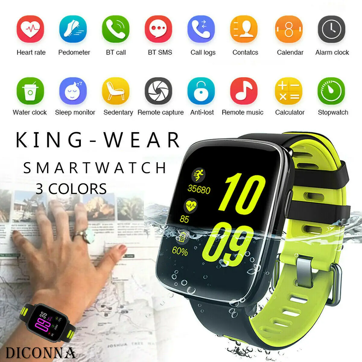 2019 Original IP68 Waterproof Smart Watch Sport Watch Sleep monitor Pedometer GV68