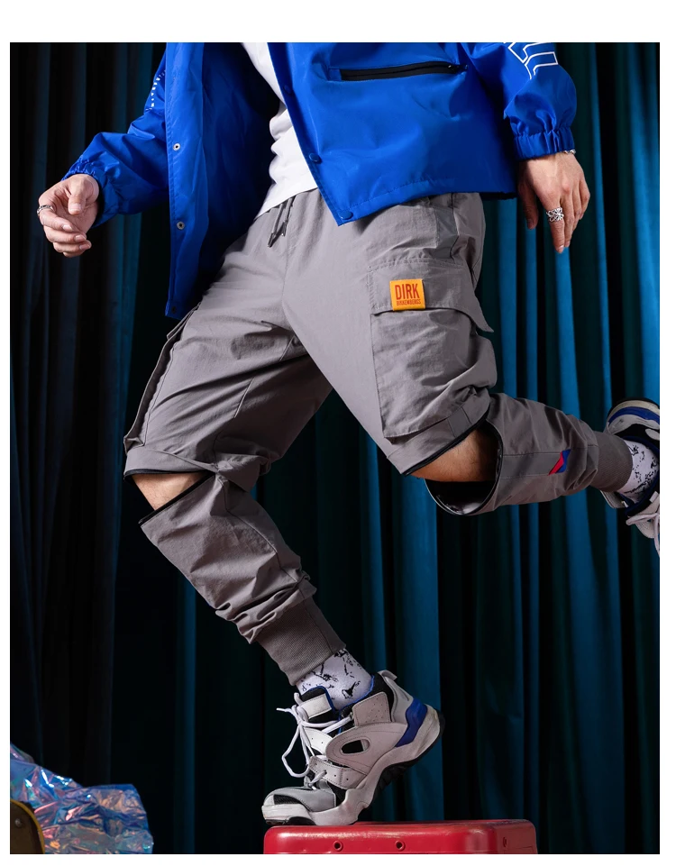 Повседневное мужчин Брюки-карго Съемная короткие двойного назначения тенденции моды мульти-карман брюки мужские панталоны A151-909