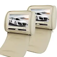 Car Headrest CD DVD Player pupug Beige Universal Digital Screen zipper Car Monitor USB SD FM TV Game IR Remote Control Spainsh