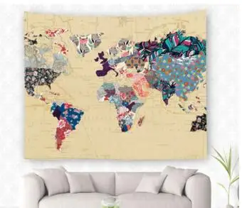 

World map thin printed wall tapestry blanket sofa cover home decor