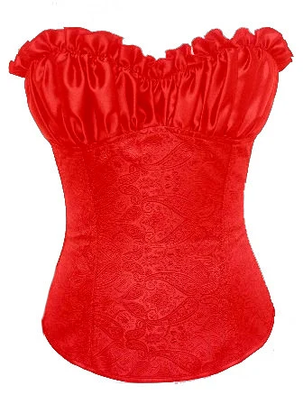 Корсеты и бюстье для женщин, цветочный парчовый корсет с ремнями, сексуальные костюмы размера плюс - Цвет: 601 red