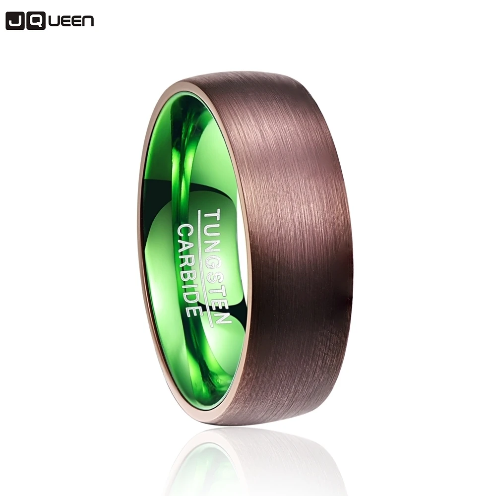 Предложения на День святого Валентина популярное позолоченное коричневое зеленое кольцо Dome tungsten из карбида модное ретро обручальное кольцо ювелирные изделия для мужчин