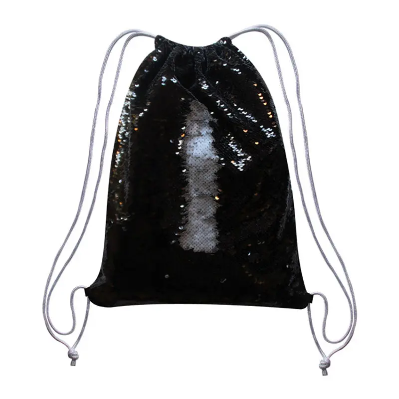Сублимация пустой рюкзак веревка пачка карман блёстки сумки для хранения горячей передачи печати расходные материалы 5 шт./лот стиль - Цвет: black