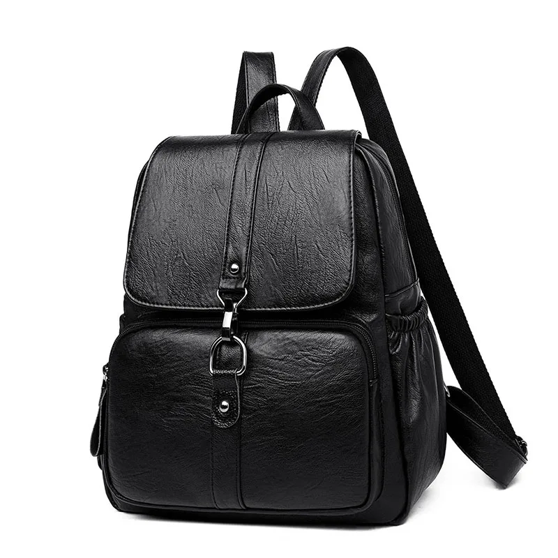 Женский дизайнерский рюкзак, Высококачественная кожаная женская сумка, модные школьные сумки, рюкзаки большой вместимости, дорожные сумки - Цвет: Черный