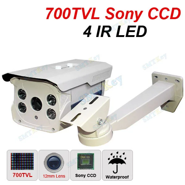 SMTKEY 12mm lens 4 IR LED 700tvl sony CCD waterproof Outdoor CCTV Camera night vision 24 hours monitoring